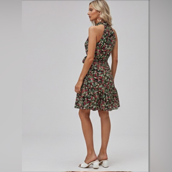 Mira Floral Print Belted Halter Dress - Picture 4 of 7
